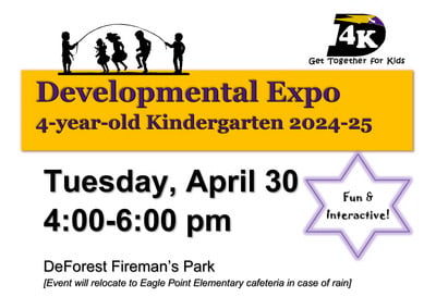 4K program flyer for Developmental Expo for families